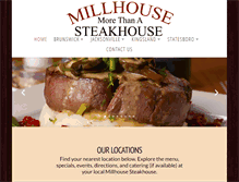 Tablet Screenshot of millhousesteakhouse.com